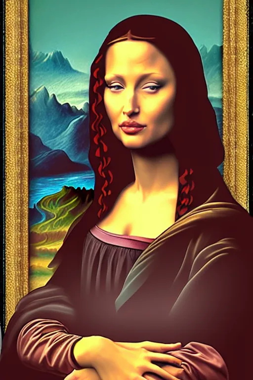 Image similar to Angeline Jolie as Mona Lisa,