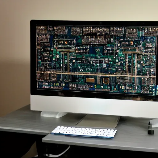 Image similar to big computer, wired up to circuit boards