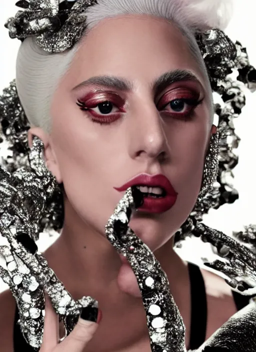 Image similar to lady gaga vogue photoshoot by nick knight editorial studio lighting Highly realistic. High resolution. Highly detailed. Dramatic. 8k.4k.