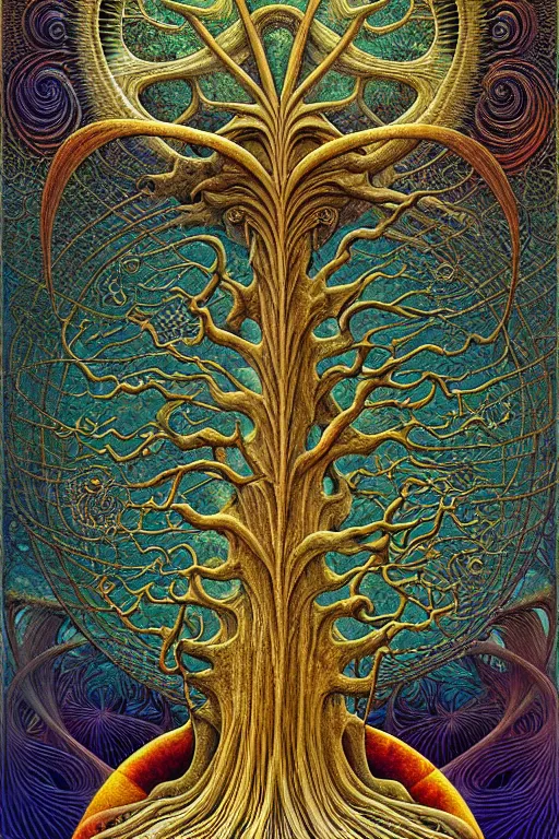 Image similar to tree of life by roger dean and andrew ferez, art forms of nature by ernst haeckel, divine chaos engine, symbolist, visionary, art nouveau, botanical fractal structures, organic, detailed, realistic, surreality