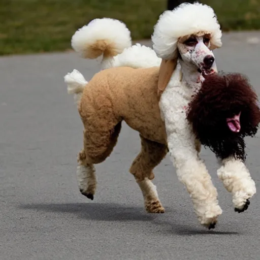 Image similar to French Poodle running towards zombies