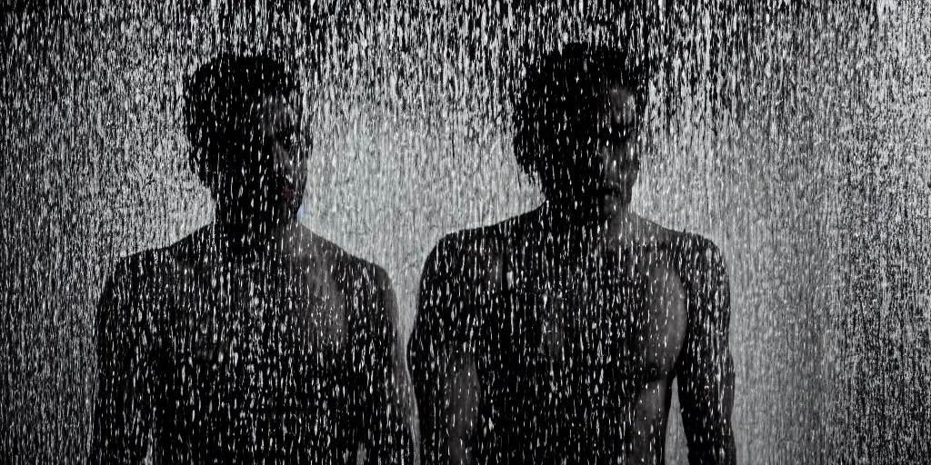 Image similar to sri lankan man in a shower, film still, psycho thriller movie style