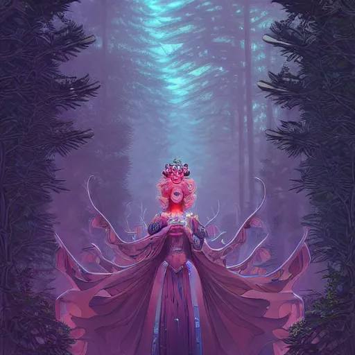 Image similar to ethereal cybernetic princess in the trees, extremely detailed, sharp focus, wide view, full body shot, smooth, digital illustration, by lisa perrin!!!!, dan mumford, james jean, by rossdraws, frank franzzeta, sakimichan