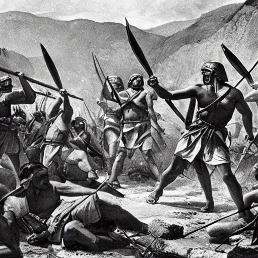 Prompt: the battle of thermopylae, historical photo, official archives