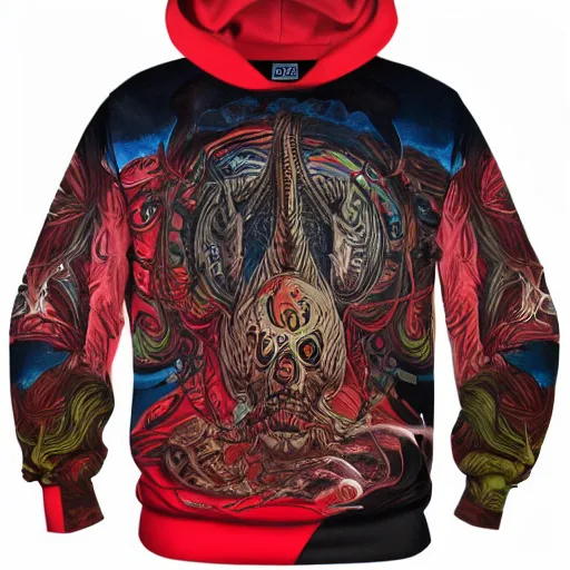 Image similar to Supreme hoodie in collaboration with gerald brom and several other artists