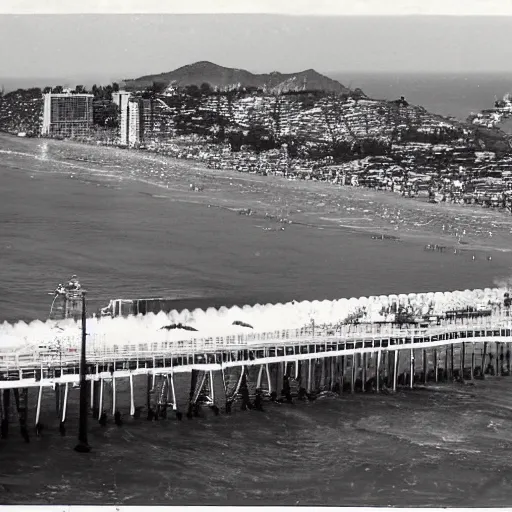 Image similar to Santa Monica pier destroyed by a tsunami