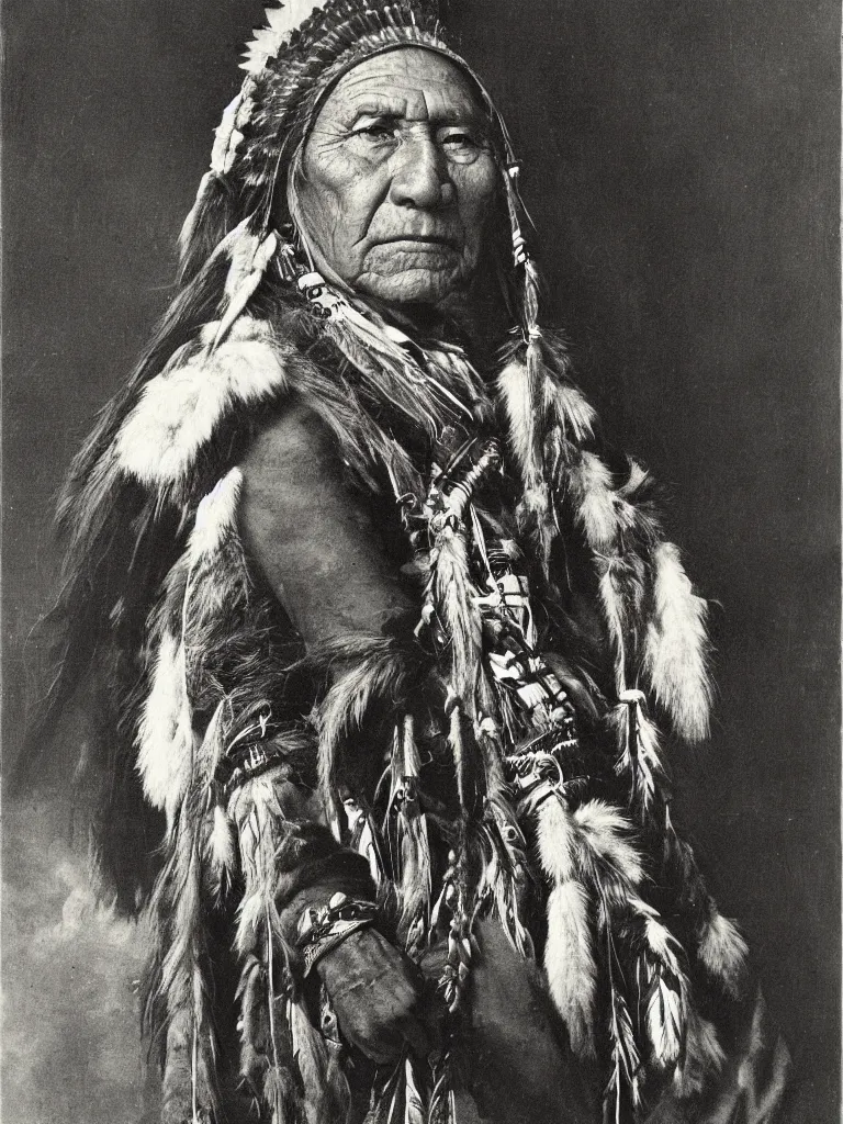 Image similar to Chief of the Native American tribe, portrait by David friedric