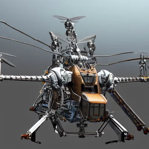 Image similar to a mechanized dragonfly with wings spread out, landing gear for legs orthographic view, top down view, bottom view, side view, blueprints, apache chopper, mecha, helicopter, space shuttle, robotic, highly detailed, artstation, super realistic, unreal engine