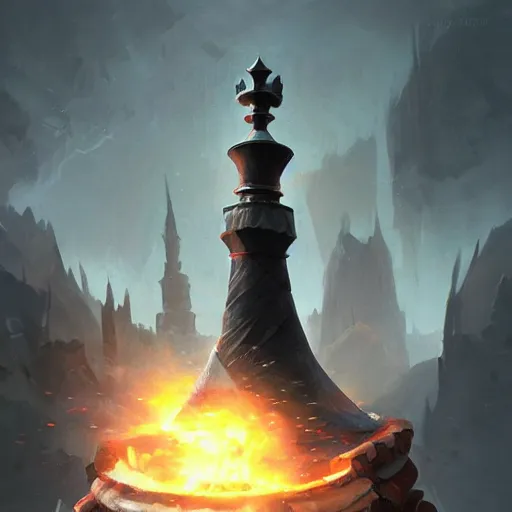 Image similar to a giant black chess bishop statue, battlefield background, bright art masterpiece artstation. 8 k, sharp high quality artwork in style of jose daniel cabrera pena and greg rutkowski, concept art by tooth wu, hearthstone card game artwork, chess piece