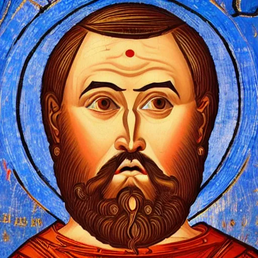 Prompt: A detailed portrait of Jack Black, 7th century byzantine iconography, historical