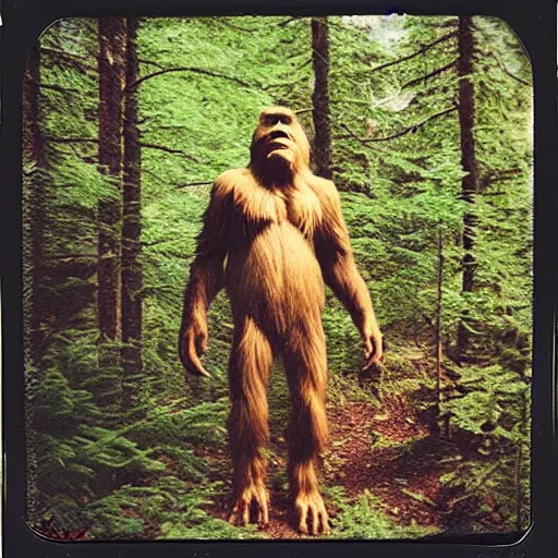 Prompt: polaroid photo of bigfoot