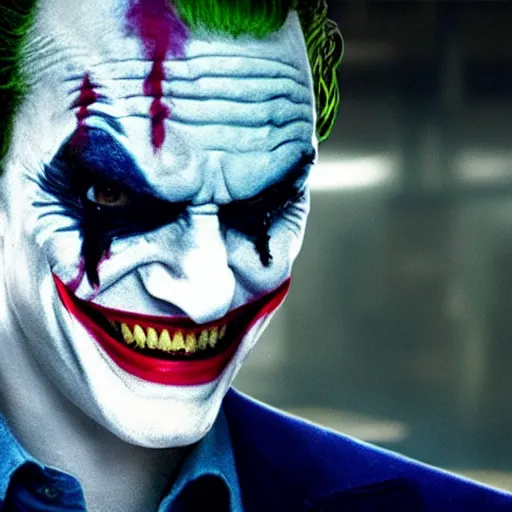 Prompt: film still of Tom Cruise as joker in the new Joker movie