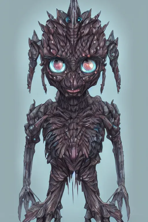 Prompt: a humanoid figure gemstone monster with large eyes, highly detailed, digital art, sharp focus, trending on art station, underground, cystals, anime art style