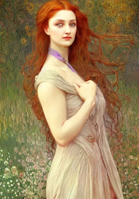 Image similar to sansa, intricate, elegant, highly detailed, digital painting, artstation, concept art, smooth, sharp focus, illustration, pre - raphaelite style, mucha, monet