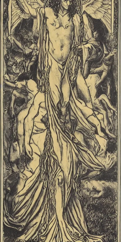 Image similar to temperance tarot card by austin osman spare