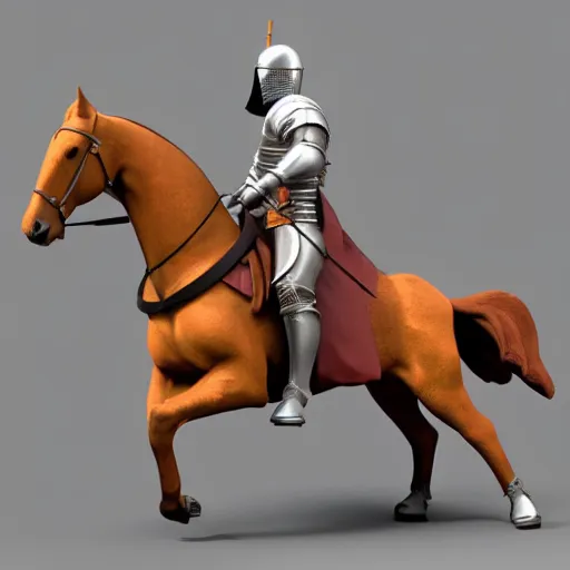 Image similar to 3 d model of a knight wielding a sword riding a horse