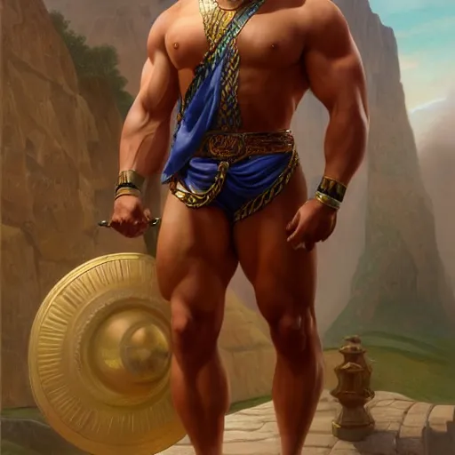 Image similar to the ultimate Peruvian gigachad, muscular man, oil on canvas artstation by J. C. Leyendecker and Edmund Blair Leighton and Charlie Bowater octane render