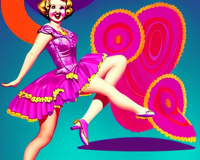 Prompt: teenage betty white as a cancan dancer in art deco style, hyper realistic, artstation, illustration, bright, cheerful, detailed and intricate environment