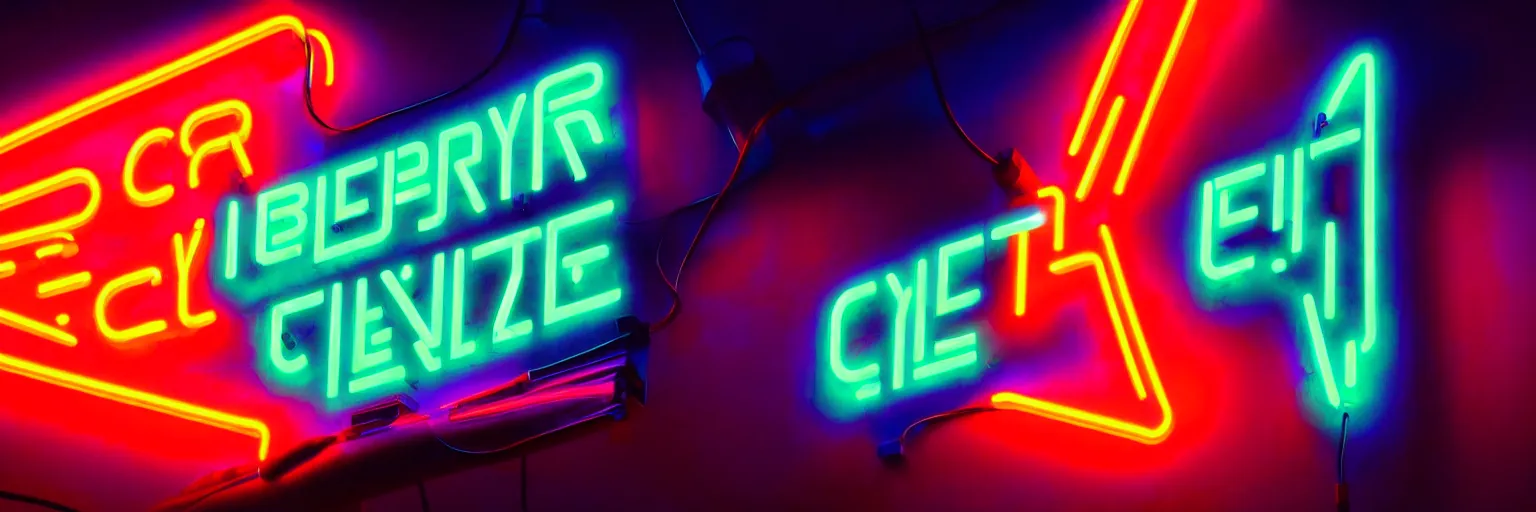 Image similar to beautiful photography of a neon light tube signage that reads cyber beauty, cyber neon lighting, futurism, high detail, hyper photo realistic, digital photography, artstation, pinterest, concept art, art by pascal blanche and greg rutkowski, octane render 4 k, ray tracing,