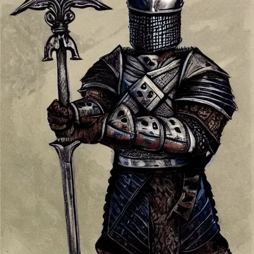 Image similar to donald trump wearing knights armor, holding one broadsword, by hans holdein, donald trumps highly detailed handsome face, two arms, two legs