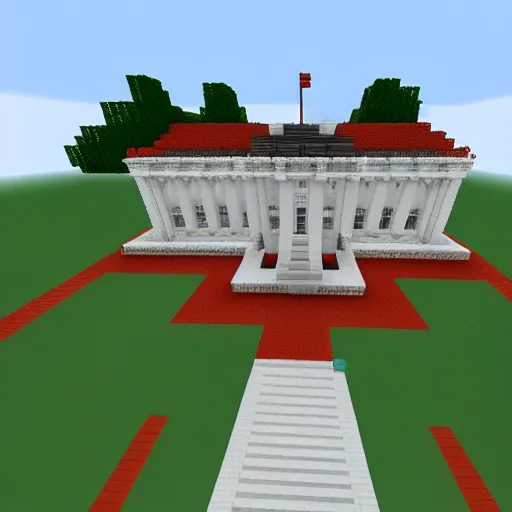 Image similar to the white house in minecraft