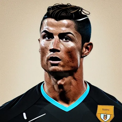 Image similar to Cristiano Ronaldo profile picture by Greg Rutkowski, asymmetrical, Organic Painting , Matte Painting, geometric shapes, hard edges, street art, trending on the artstation:2 by Sachin Teng:4