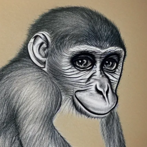 Image similar to a poorly drawn monkey, detailed shading,