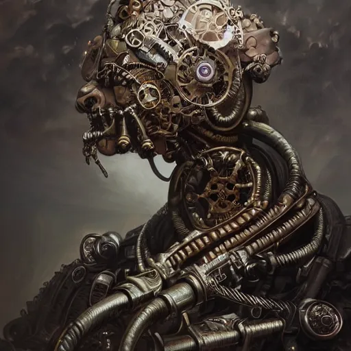 Premium Photo  Steampunk Cyborg With Mechanical Arm And Monocle Generative  AI