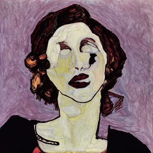 Prompt: Julie Delpy in a free jazz band, portrait, by Egon Schiele