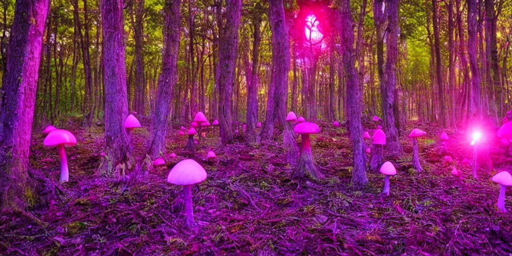 Prompt: Psychedelic Forest with glowing mushrooms
