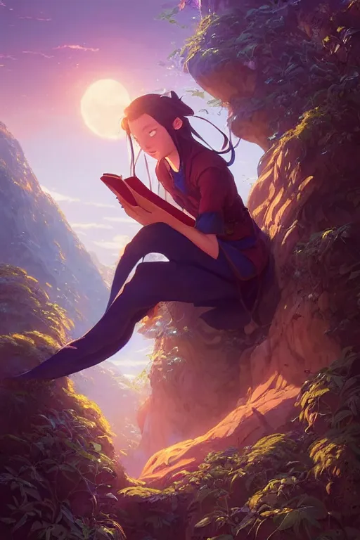 Image similar to highly detailed portrait of beautiful girl reading a book in avatar, dynamic pose, stephen bliss, unreal engine, fantasy art by greg rutkowski, loish, rhads, ferdinand knab, makoto shinkai and lois van baarle, ilya kuvshinov, rossdraws, tom bagshaw, global illumination, radiant light, detailed and intricate environment