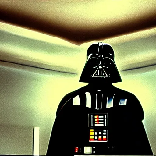 Prompt: film still of darth vader in pulp fiction.