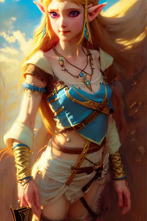 Image similar to princess zelda by gaston bussiere, simon bisley, sergey kolesov, pascal blanche, bayard wu, sachin teng, greg rutkowski, maxim verehin, giger, ayami kojima, anna podedworna