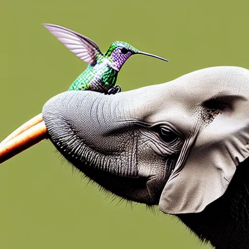 Image similar to a hummingbird - elephant - hybrid, animal photography