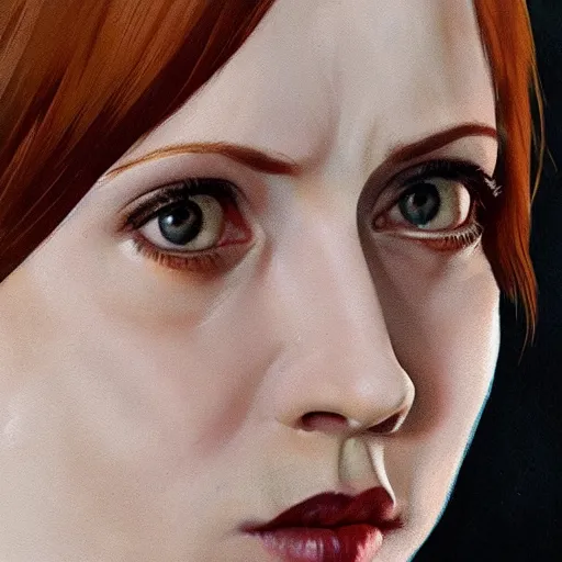 Prompt: close up of karen gillian, realistic shaded, fine details, realistic shaded lighting poster by greg rutkowski