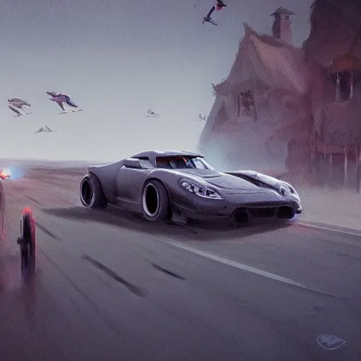 Image similar to 🏎️🐈 ,Greg rutkowski, Trending artstation, cinematográfica, digital Art