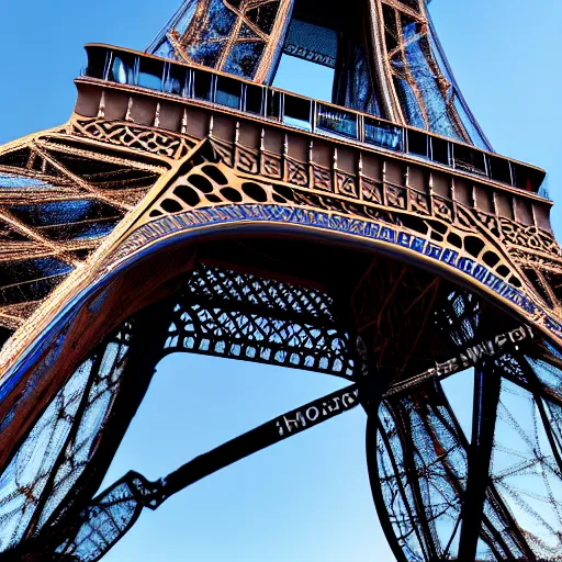 Prompt: photo of blue dragon at the Eiffel Tower, 50mm, beautiful photo