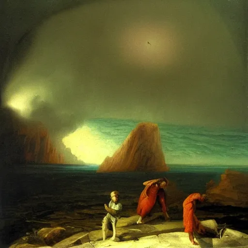 Image similar to the abyss, 1 9 th century oil painting