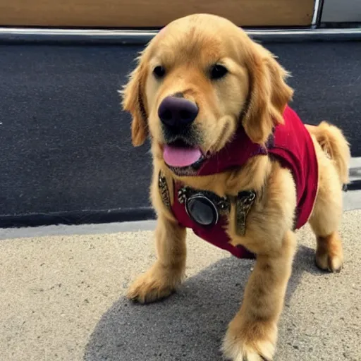 Prompt: a golden retriever as iron man