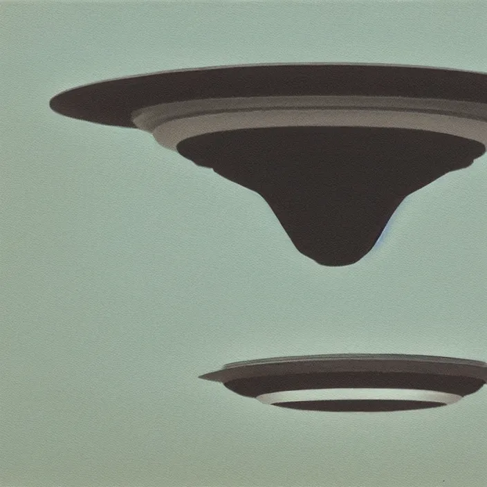 Prompt: a hovering UFO ,painting by Hsiao-Ron Cheng,