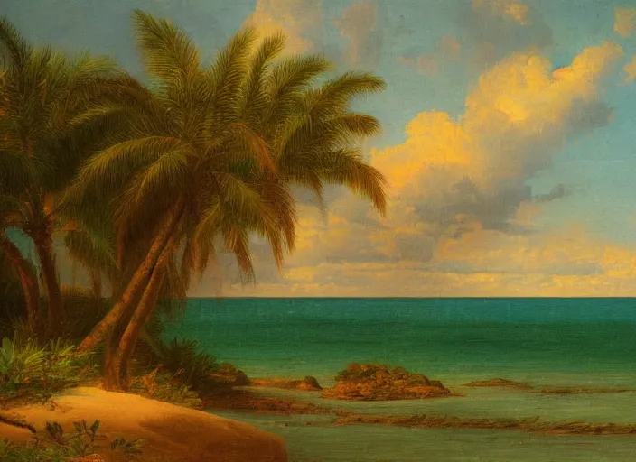 Image similar to florida keys in the style of hudson river school of art, oil on canvas