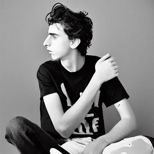 Prompt: timothee chalamet photographed by larry clark