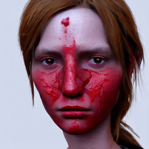 Prompt: face pressing through elastic fabric, sad, highly detailed, modern, digital art, red color, unreal engine, photorealism, cinematic lighting, 8k photorealistic, dramatic, trending on artstation