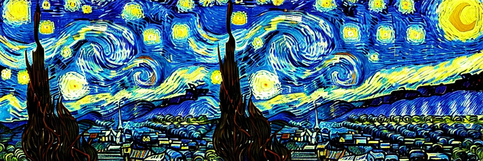 Image similar to van gogh's starry night in pixel art