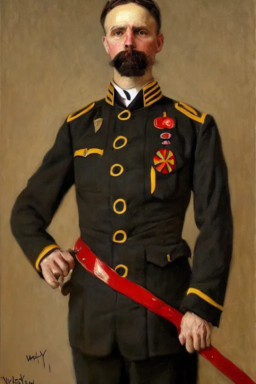 Image similar to full body portrait of the dictator of the utah jazz, 1 8 8 9, in full military garb, oil on canvas by william sidney mount, trending on artstation