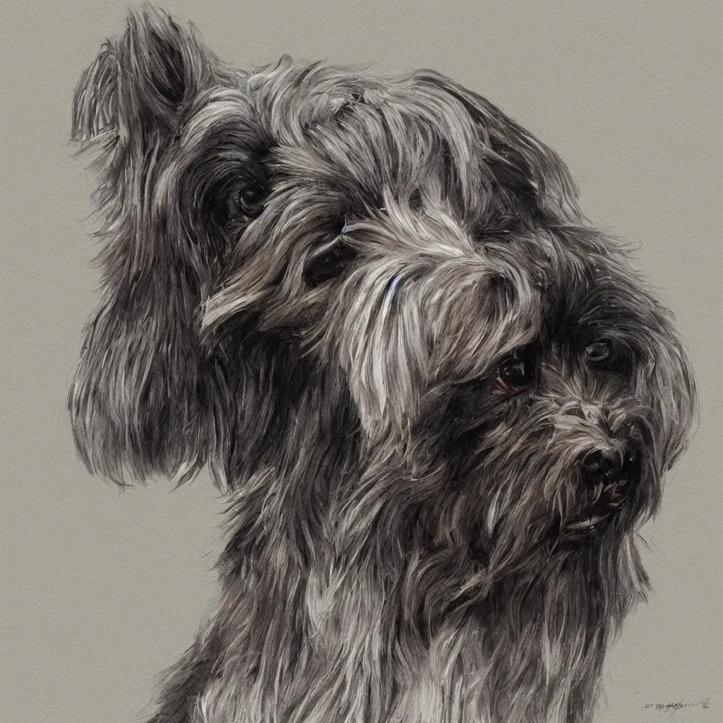 Image similar to a maltese terrier, concept art by yulia zhuchkova, lord raven art print,