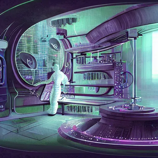 Prompt: computational chemist discovering a medicine that will save humankind, futuristic, science fiction, concept art, intricate details