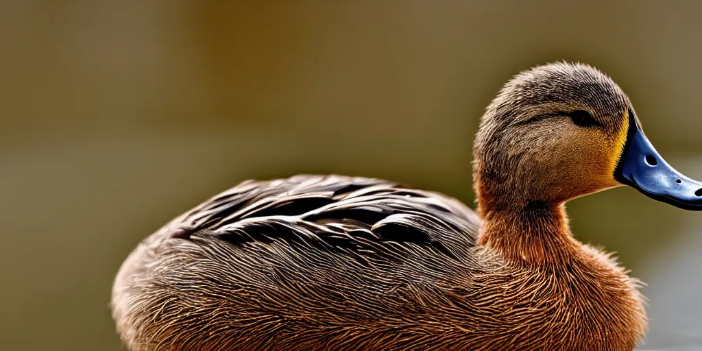 Prompt: A cute duck, realistic, close up, ambient lighting, ultra high detail.