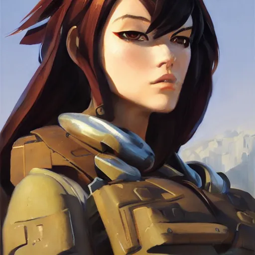 Prompt: greg manchess portrait painting of partially armored mikasa ackermann as overwatch character, medium shot, asymmetrical, profile picture, organic painting, sunny day, matte painting, bold shapes, hard edges, street art, trending on artstation, by huang guangjian and gil elvgren and sachin teng