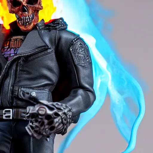 Image similar to Ghost rider clay figure 4k detail